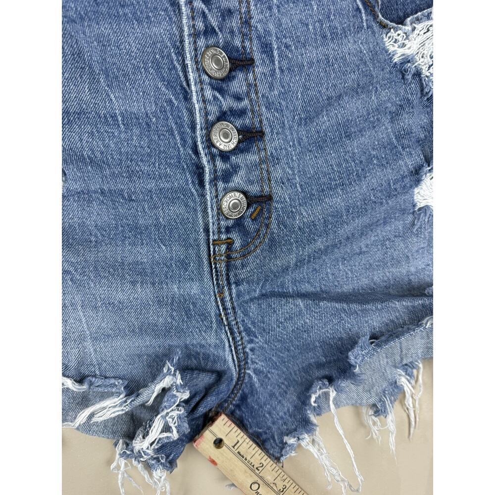 Abercrombie & Fitch Women’s 29/8 Ultra High Rise Mom Short Distressed Denim Blue - Picture 6 of 9